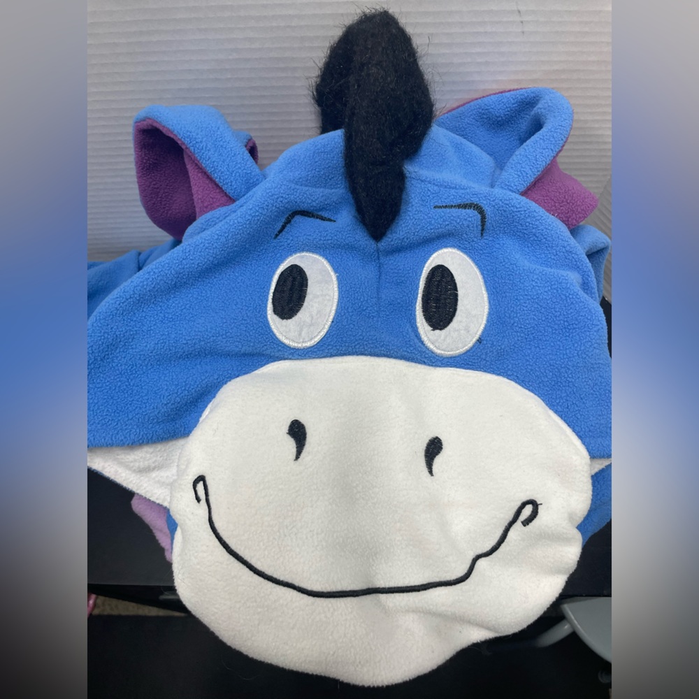Eeyore Costume/Hood Pajamas Adult Size Small, Worn 1 Time
